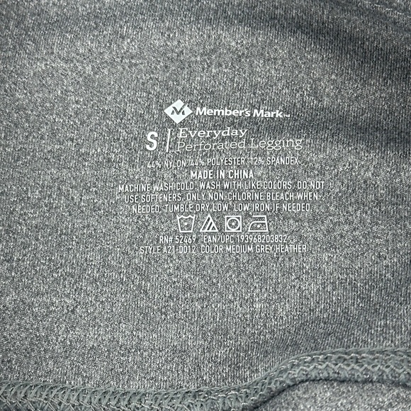Members Mark Everyday Perforated Leggings Womens Small Gray - Picture 2 of 10